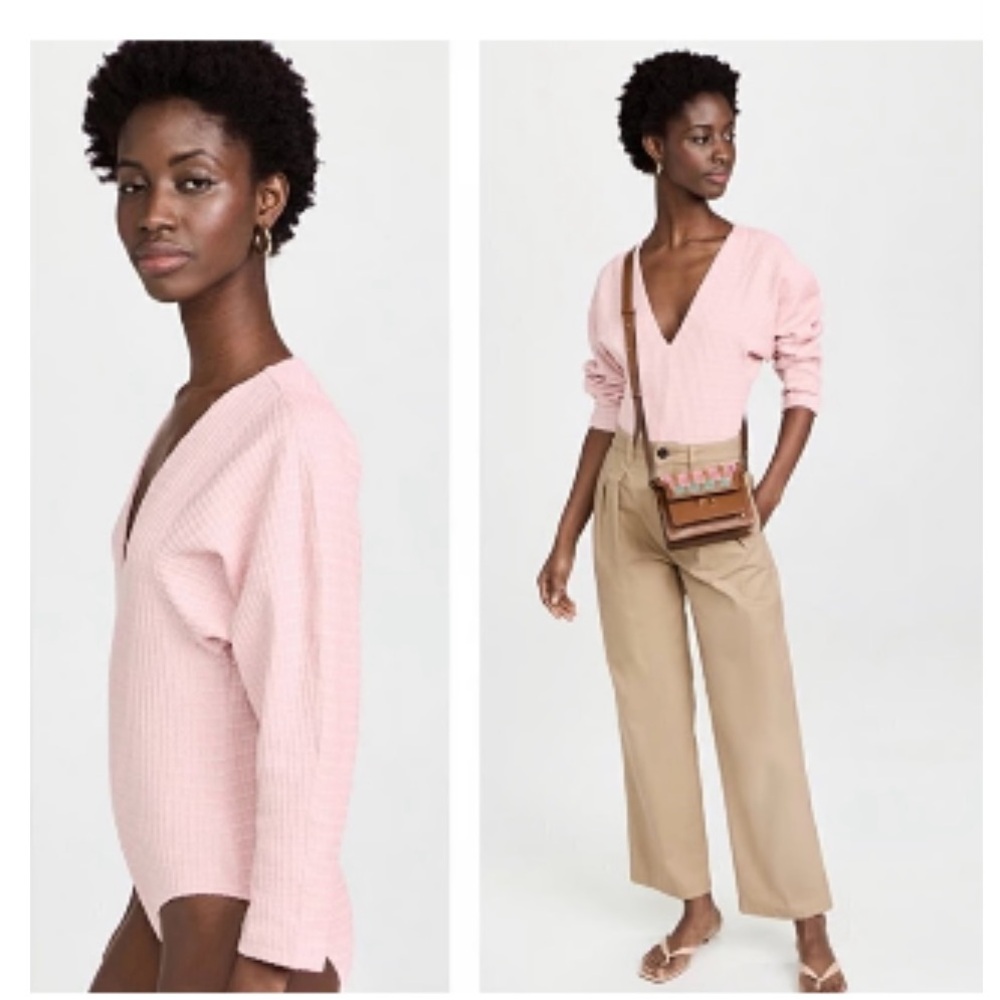SOLD MARA HOFFMAN Mariana Bodysuit Waffle Knit Organic Cotton Ribbed Jacquard